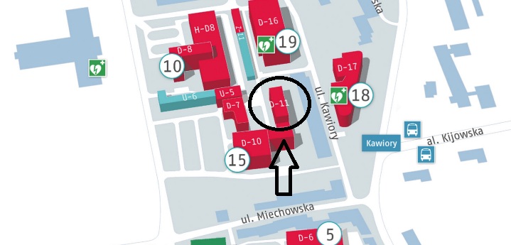 Mapka ze wskazaniem nowej lokalizacji Sekcji BHP AGH.